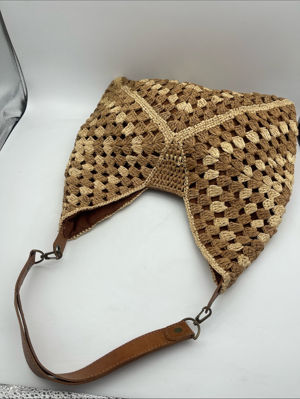 Mar Y Sol Palermo Shoulder Bag Straw Leather Strap Classic Beach Vacation - Picture 5 of 9